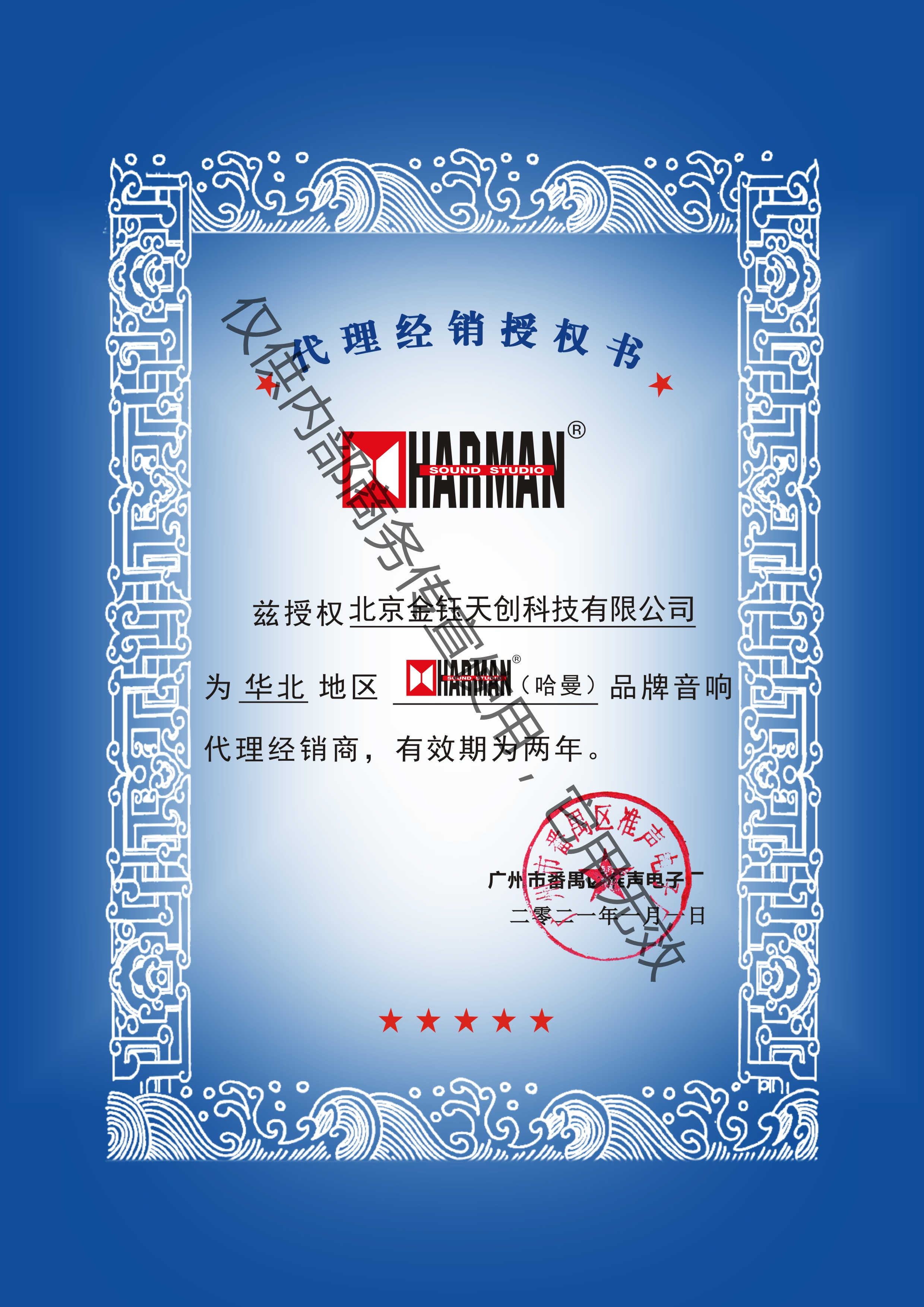 HARMAN/哈曼授權(quán)證書
